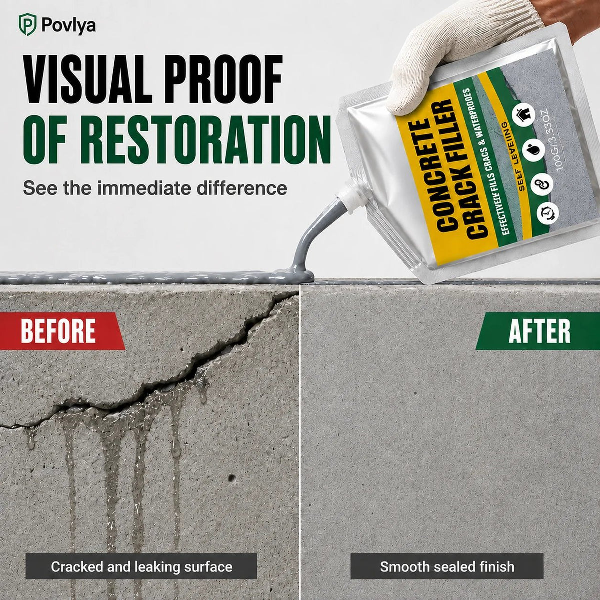 🔥 2026 Hot Sale 🔥🎁Buy 1 Get 1 Free🎁 Waterproof Concrete Crack Filler for Indoor & Outdoor Use