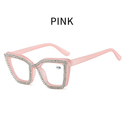 ✨ Cat-Eye Blue Light Reading Glasses with Sparkling Details