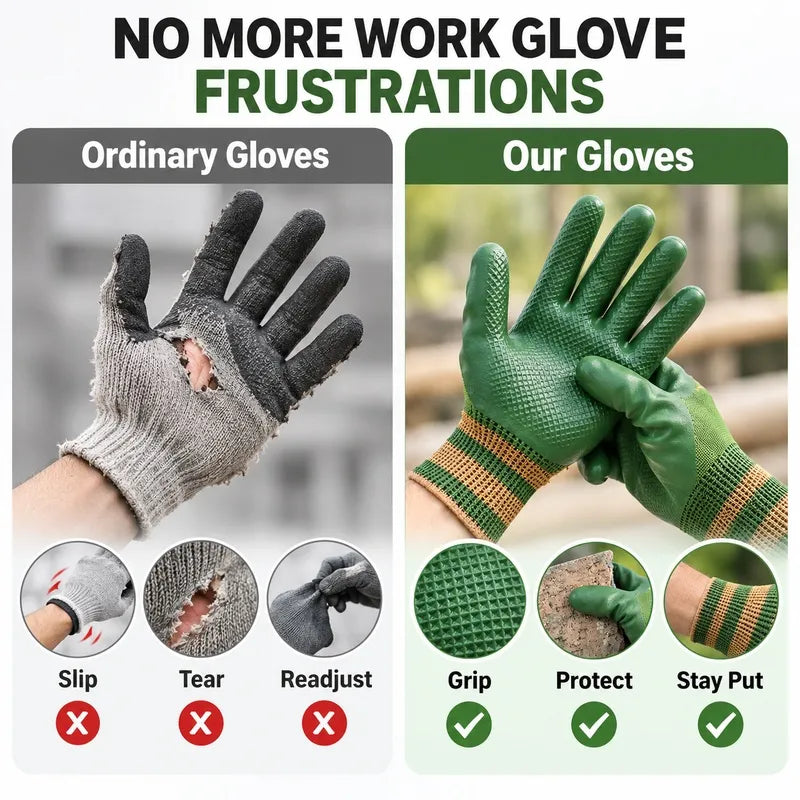 💥 50% OFF🎁🎁 Rubber Coated Work Gloves with Knit Wrist Cuff