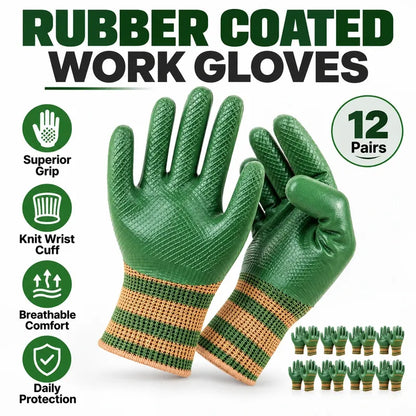 💥 50% OFF🎁🎁 Rubber Coated Work Gloves with Knit Wrist Cuff