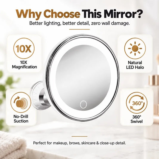 🔥 Limited-Time 50% OFF – 10X LED Magnifying Makeup Mirror