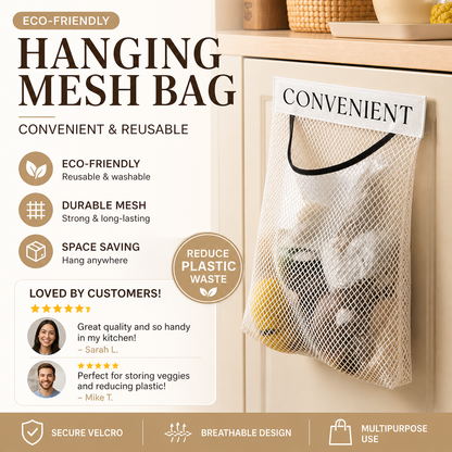 🥳HOT SALE🥳💞50K+ SOLD! Mesh Hanging Bag – From £3.99! Reusable, washable & breathable. Eco-friendly storage – grab yours! ✅