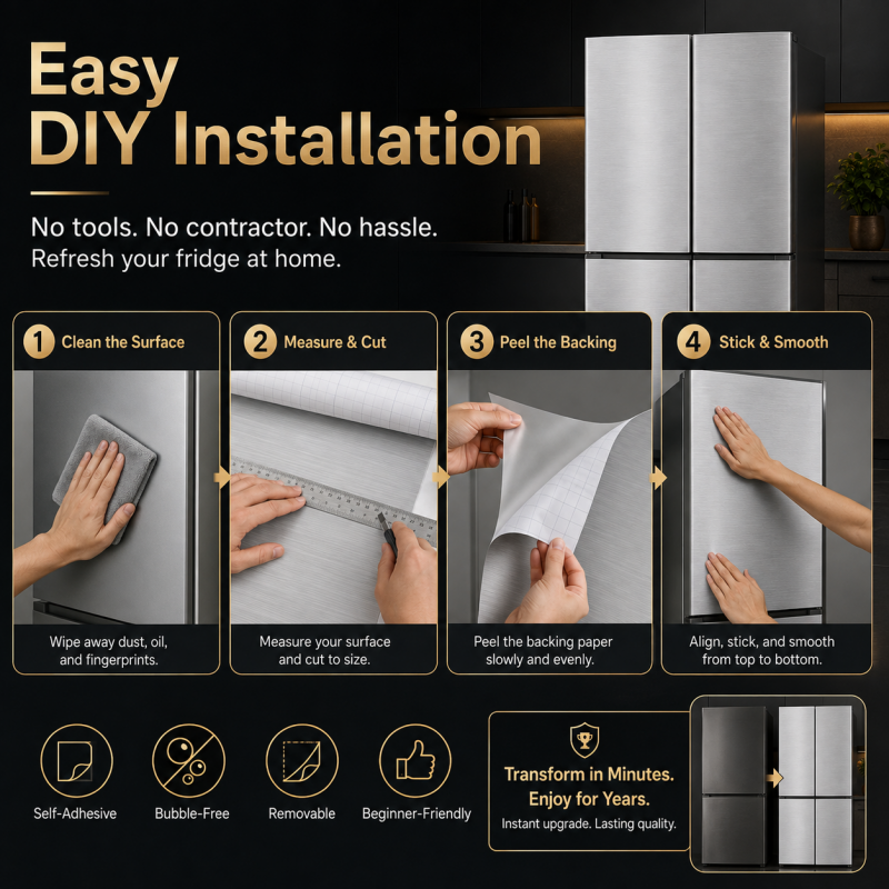 🔥 2026 BEST SELLER🔥🔥   — LIMITED-TIME DEAL! Brushed Metal Refrigerator Wrap