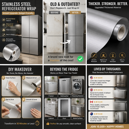 🔥 2026 BEST SELLER🔥🔥   — LIMITED-TIME DEAL! Brushed Metal Refrigerator Wrap