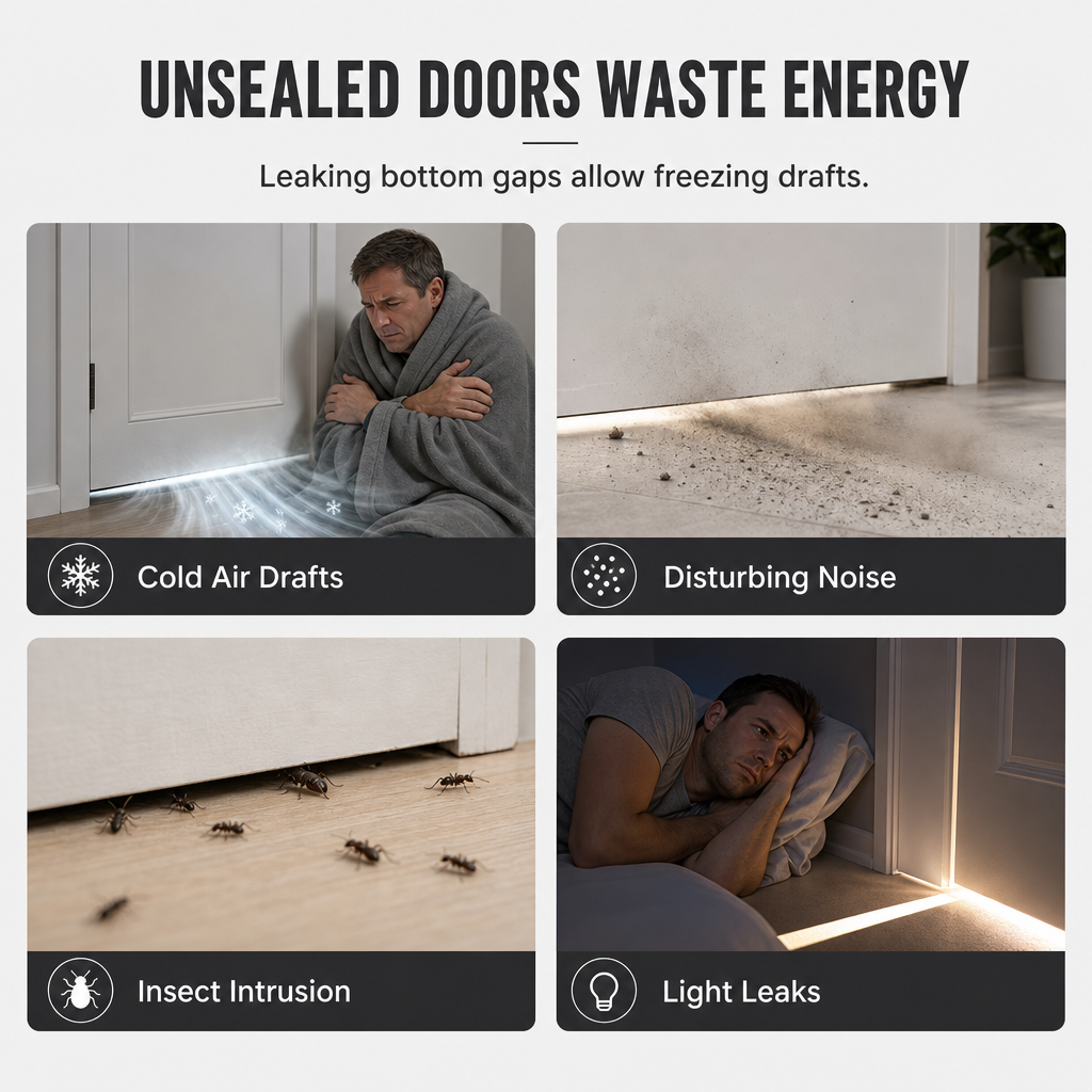 ⏳Time-Limited Special⏰DIY Wear Resistant Leather Under Door Draft Stopper Windproof and Insect Proof Bedroom Door Bottom Seal Strip🏠