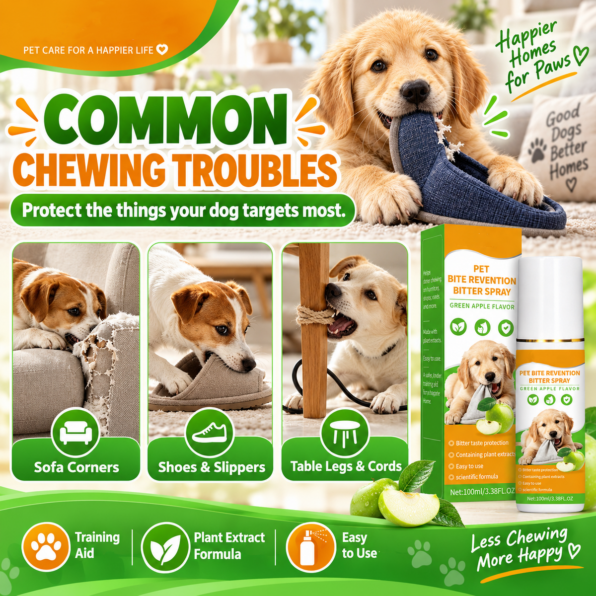 🥳LAST DAY 50% OFF🥳💞 Buy 1 Get 1 FREE🔥🔥Pet Bitter Spray for Chew Prevention