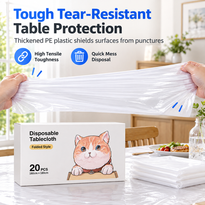📢📢 50% OFF🍽️Transparent Disposable Tablecloths – Easy-Clean Covers for Round & Rectangular Tables